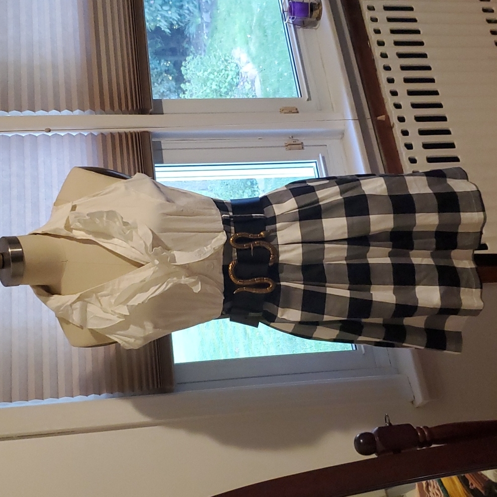 black and white checker dress